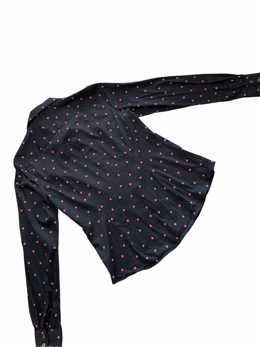 Banana Republic Factory Black Pink Polka Dot Top Size 10 Button Down Shirt - Picture 9 of 15